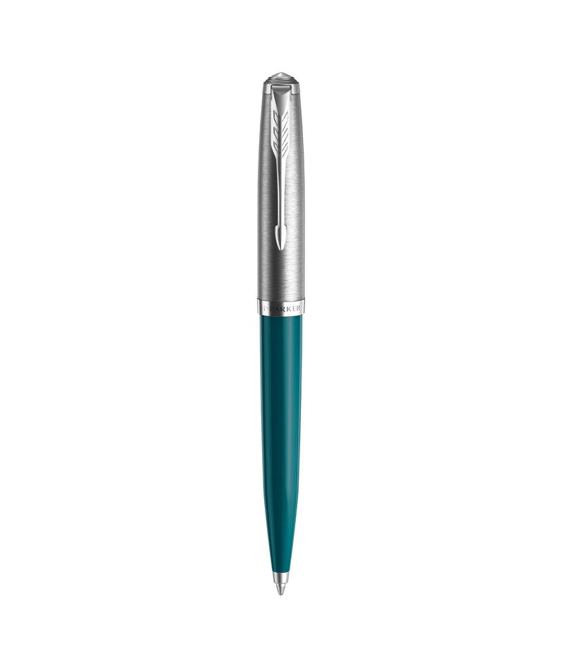 PARKER LUXURY PEN BP 51 TEALL BLUE RESIN CHROME TRIM