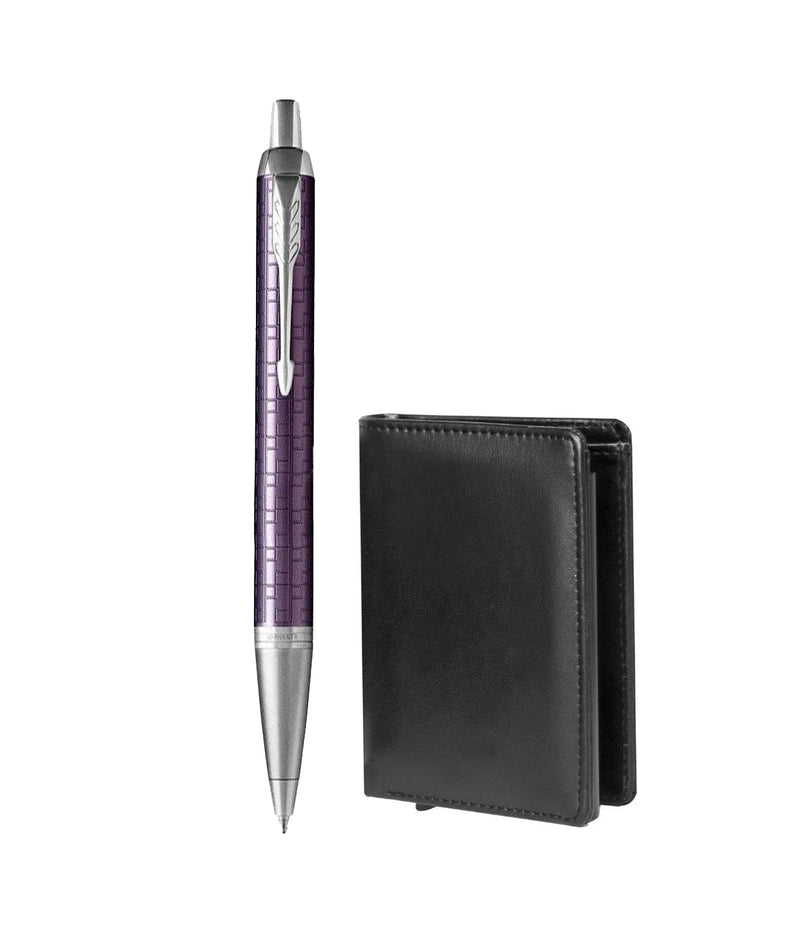 PARKER IM SET BALLPOINT PEN + LEATHER WALLET