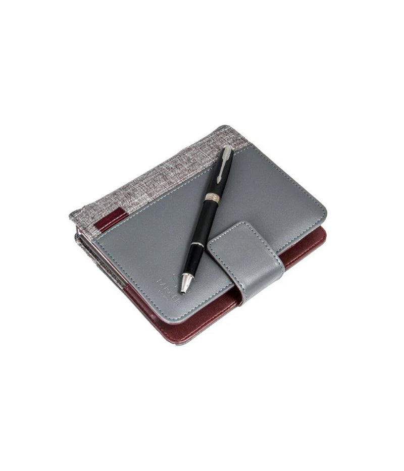 PARKER SONNET SET ROLLER BALL PEN + LEATHER NOTEBOOK