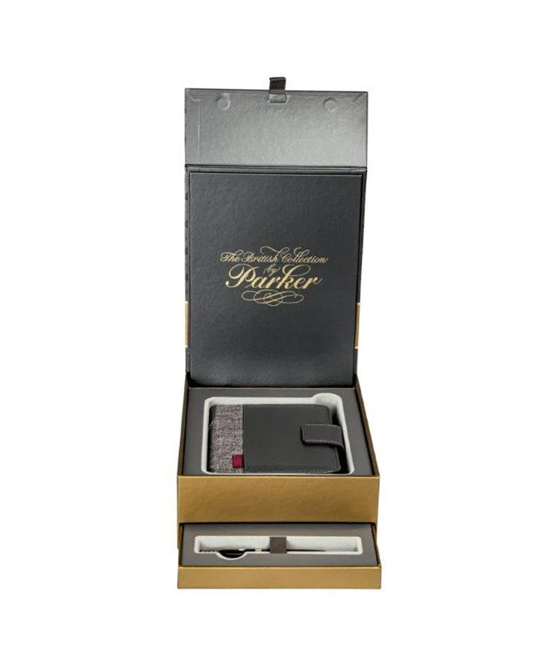 PARKER SONNET SET BALL PEN + LEATHER NOTEBOOK