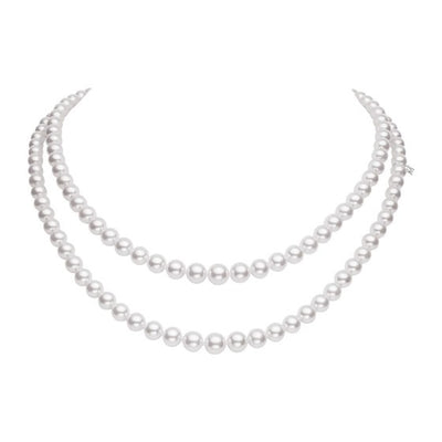 PEARL DOUBLE STRAND 15 INCH NECKLACE 6.5 MM