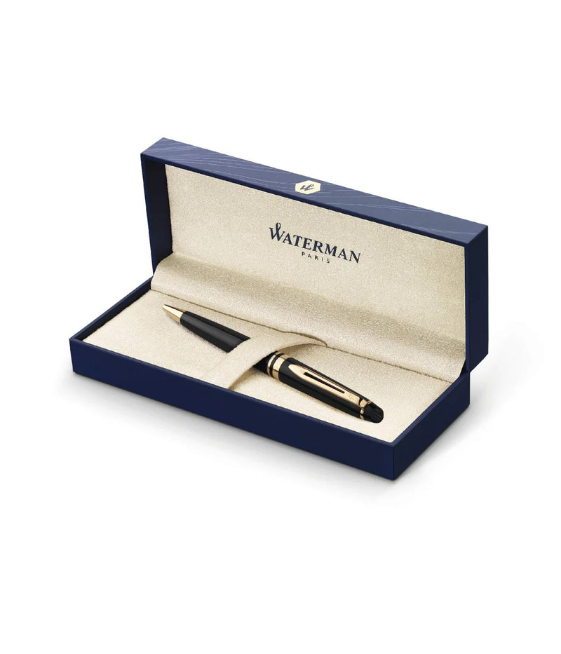 WATERMAN EXPERT3 BALLPOINT PEN BLACK WITH GOLDEN TRIM