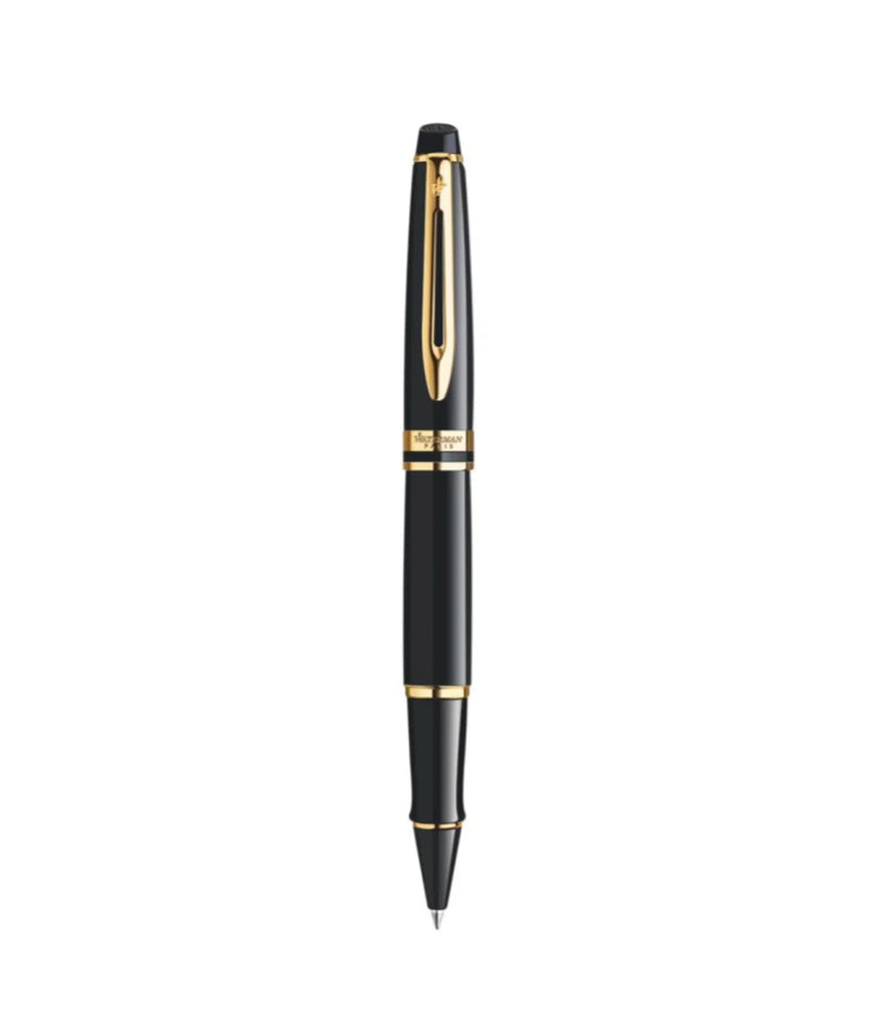 WATERMAN EXPERT3 ROLLERBALL PEN BLACK WITH GOLDEN TRIM