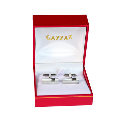 CUFFLINKS RODIUM PLATED SATIN SPAIN MADE