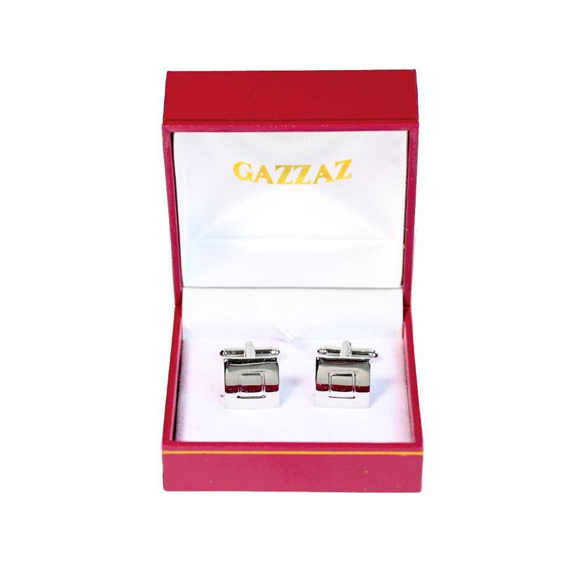 CUFFLINKS RODIUM PLATED SATIN SPAIN MADE