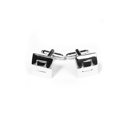 CUFFLINKS RODIUM PLATED SATIN SPAIN MADE