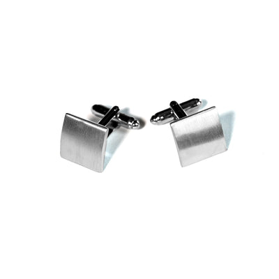 CUFFLINKS RODIUM PLATED SATIN SPAIN MADE