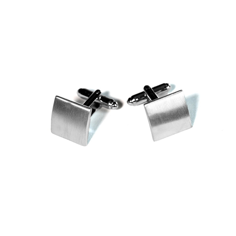 CUFFLINKS RODIUM PLATED SATIN SPAIN MADE