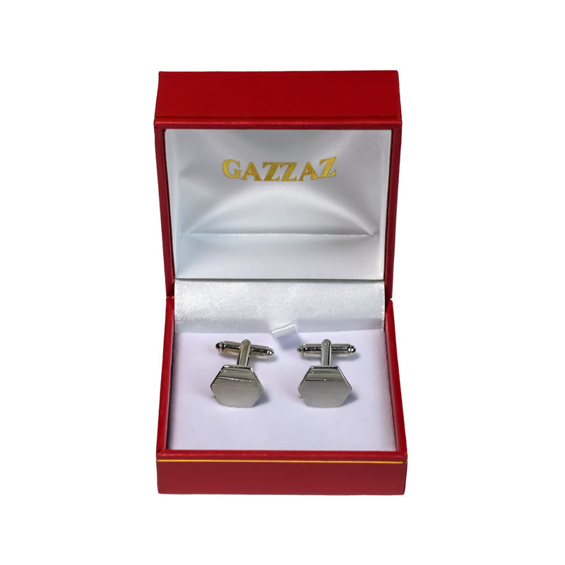 CUFFLINKS RODIUM PLATED SATIN SPAIN MADE