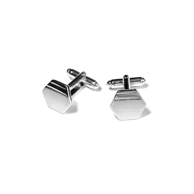 CUFFLINKS RODIUM PLATED SATIN SPAIN MADE