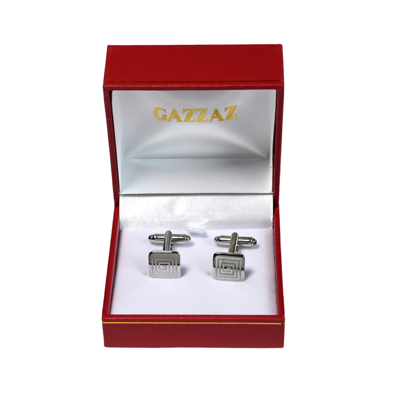 CUFFLINKS RODIUM PLATED LASER SPAIN MADE