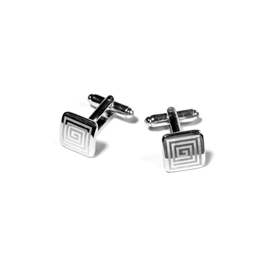 CUFFLINKS RODIUM PLATED LASER SPAIN MADE