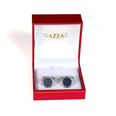 CUFFLINKS RODIUM PLATED NAVY SPAIN MADE