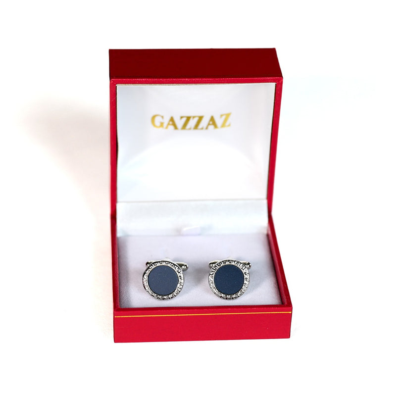 CUFFLINKS RODIUM PLATED NAVY SPAIN MADE