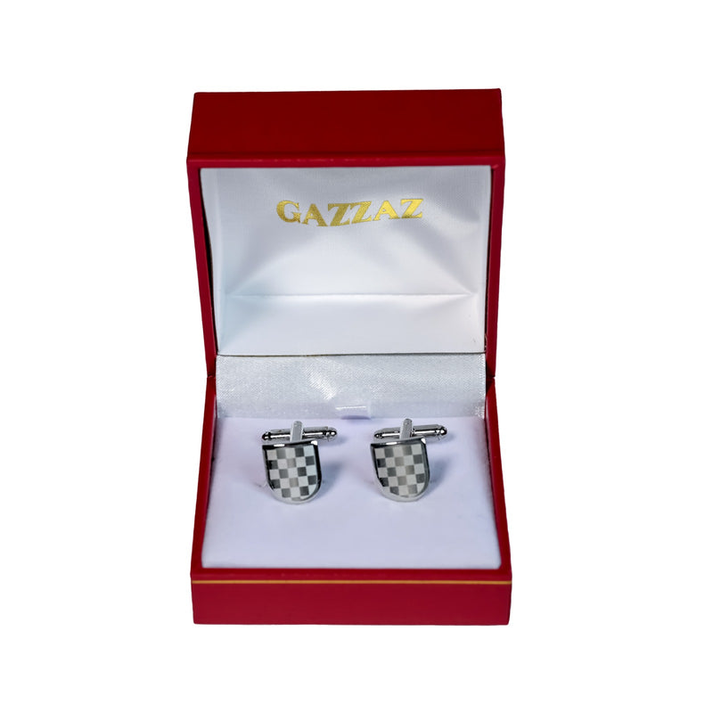 CUFFLINKS RODIUM PLATED LASER SPAIN MADE