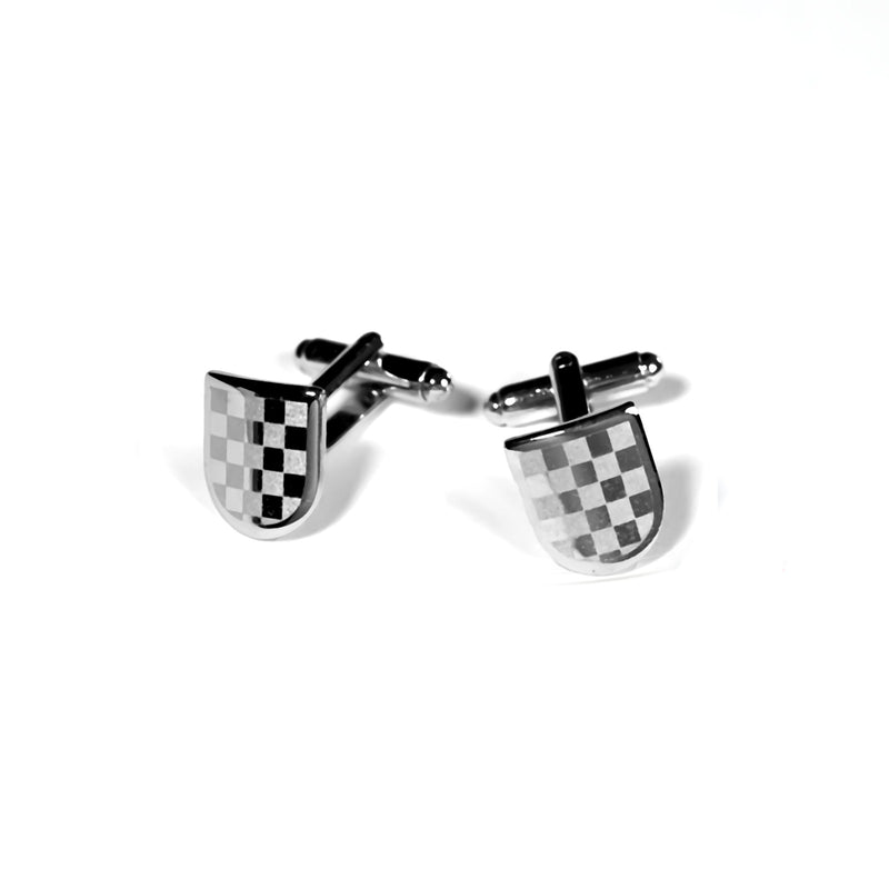 CUFFLINKS RODIUM PLATED LASER SPAIN MADE