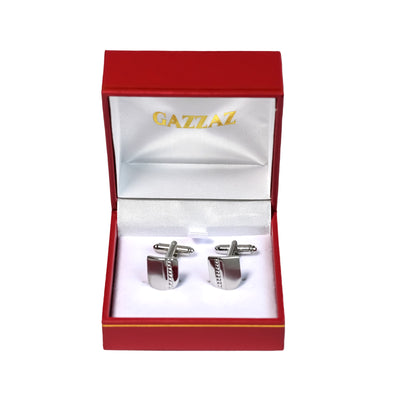 CUFFLINKS RODIUM PLATED SATIN SPAIN MADE