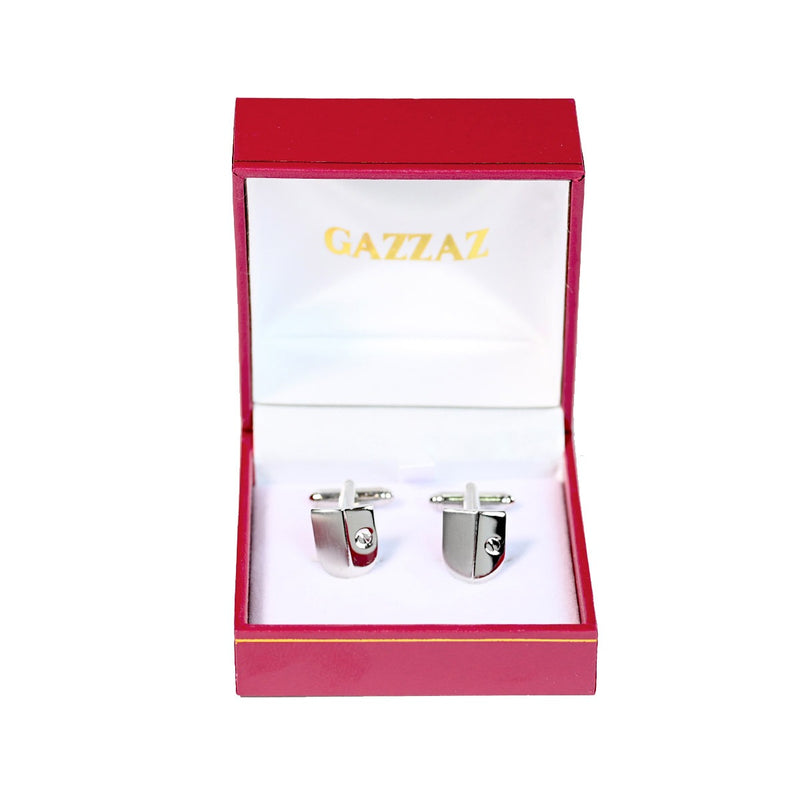 CUFFLINKS RODIUM PLATED SATIN SPAIN MADE