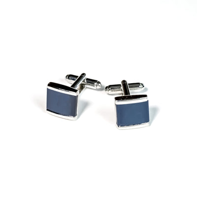 CUFFLINKS RODIUM PLATED SPAIN MADE BLUE