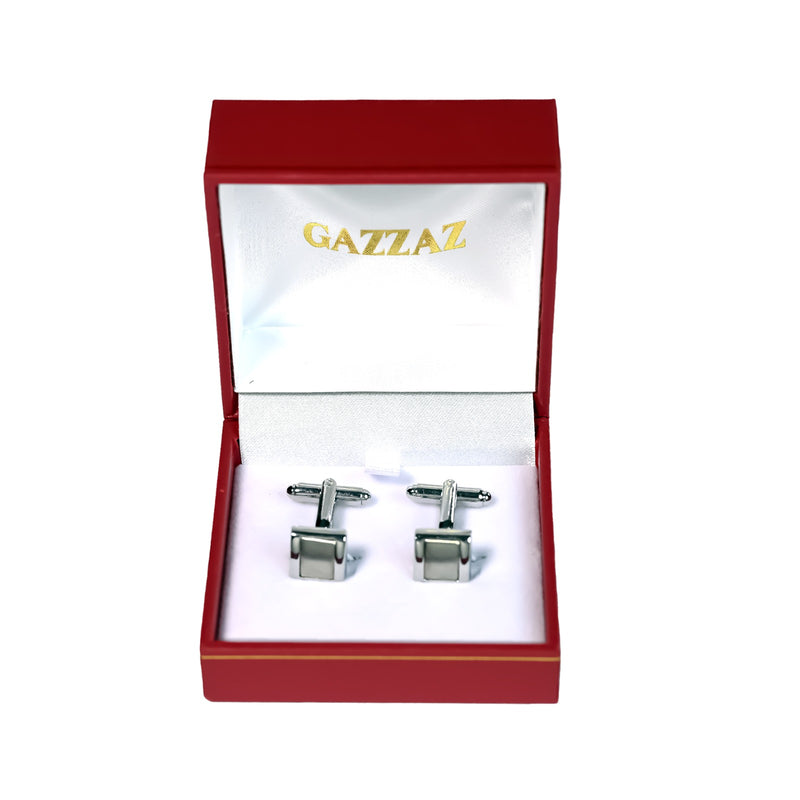 CUFFLINKS RODIUM PLATED SATIN SPAIN MADE