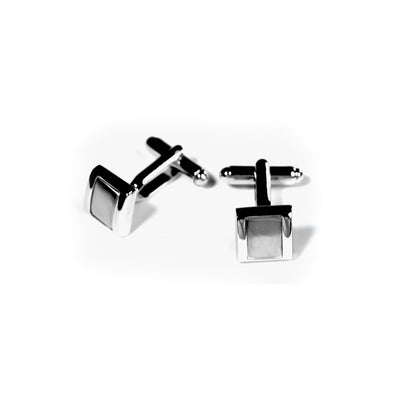 CUFFLINKS RODIUM PLATED SATIN SPAIN MADE