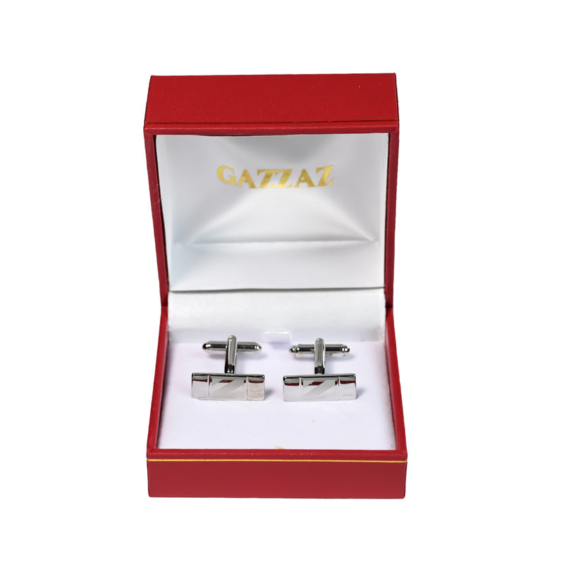 CUFFLINKS RODIUM PLATED LASER SPAIN MADE