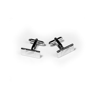 CUFFLINKS RODIUM PLATED LASER SPAIN MADE