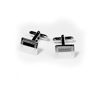 CUFFLINKS RODIUM PLATED LASER SPAIN MADE