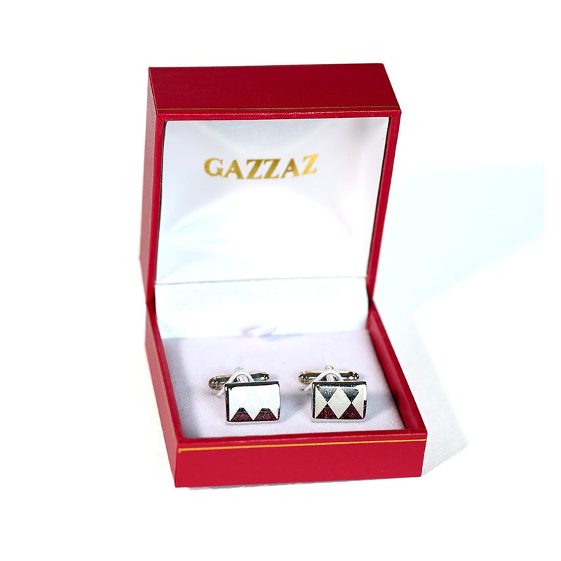 CUFFLINKS RODIUM PLATED LASER SPAIN MADE