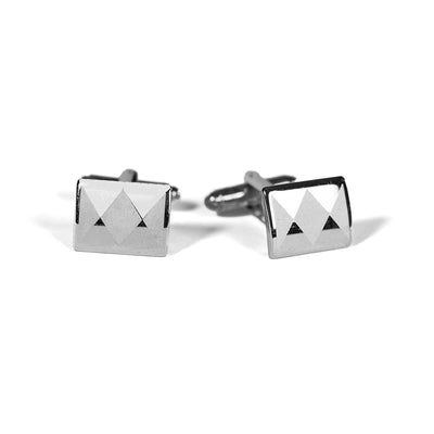 CUFFLINKS RODIUM PLATED LASER SPAIN MADE