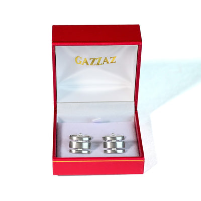 CUFFLINKS RODIUM PLATED SATIN SPAIN MADE