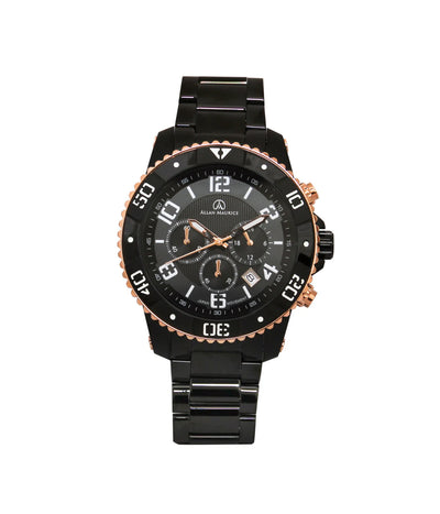 GENTS QTZ WATCH IP BLACK & ROSE