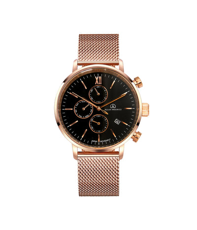 GENTS QTZ WATCH IP ROSE & BLACK