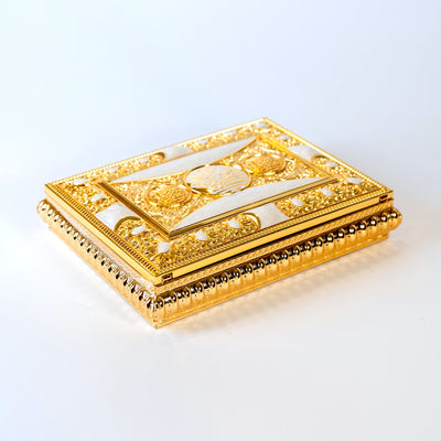 SET GOLD PLATED QURAN BOX W/HOLDER &amp; QOURAN BOOK MEDIUM