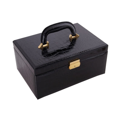 PRINTED CROCO LEATHER JEWE BOX BLACK