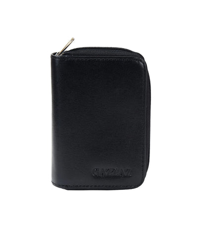 GAZZAZ COWHIDE LEATHR CARD CASE BLACK