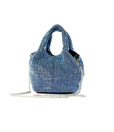 RHINESTONES STYLISH PARTY BAG BLUE