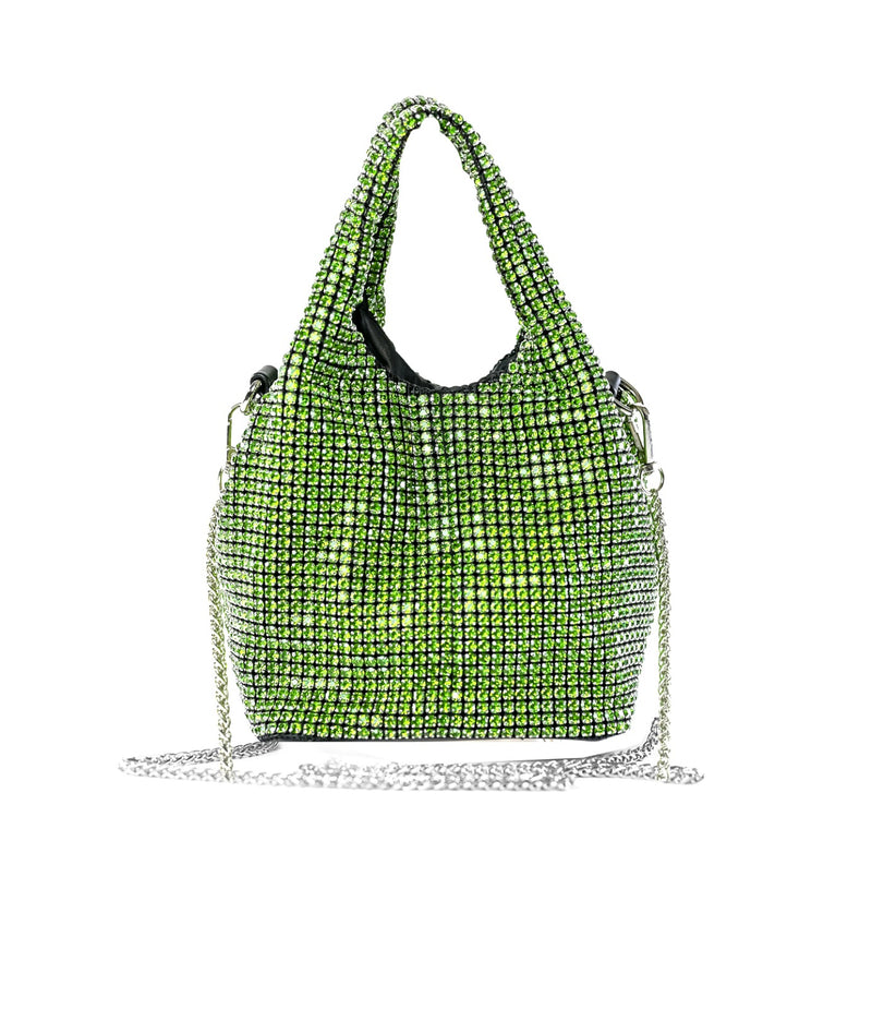 RHINESTONES STYLISH PARTY BAG GREEN