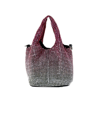 RHINESTONES STYLISH PARTY BAG D/PINK