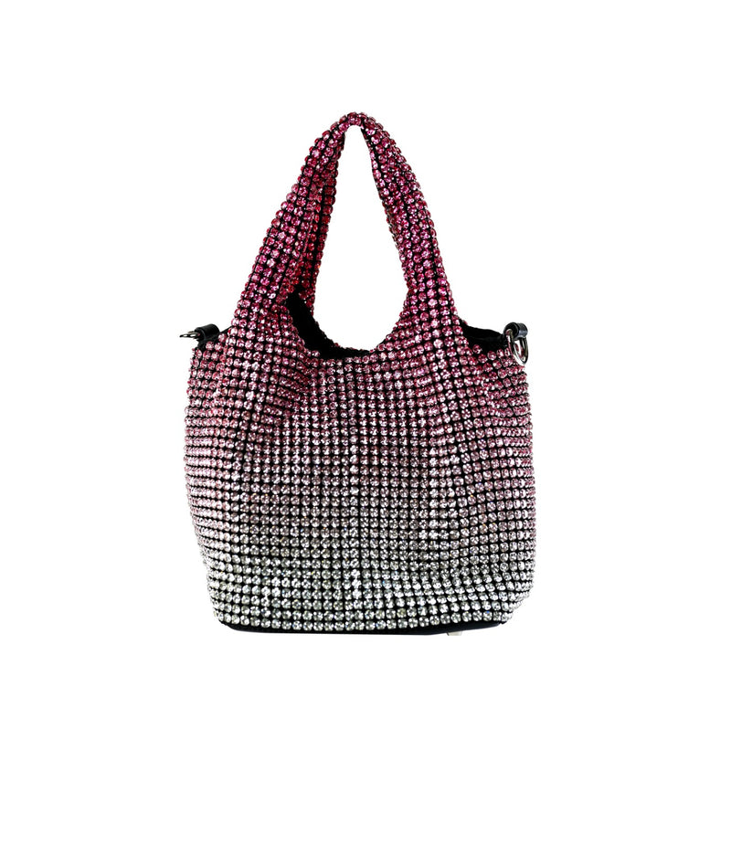 RHINESTONES STYLISH PARTY BAG D/PINK