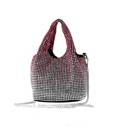 RHINESTONES STYLISH PARTY BAG D/PINK