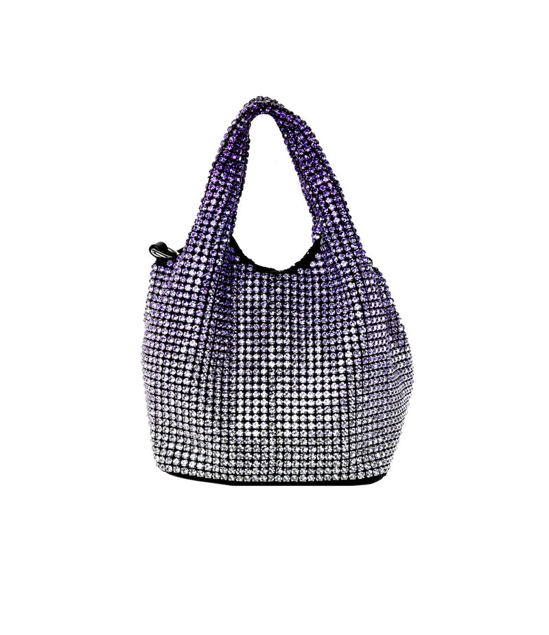 RHINESTONES STYLISH PARTY BAG D/PURPLE