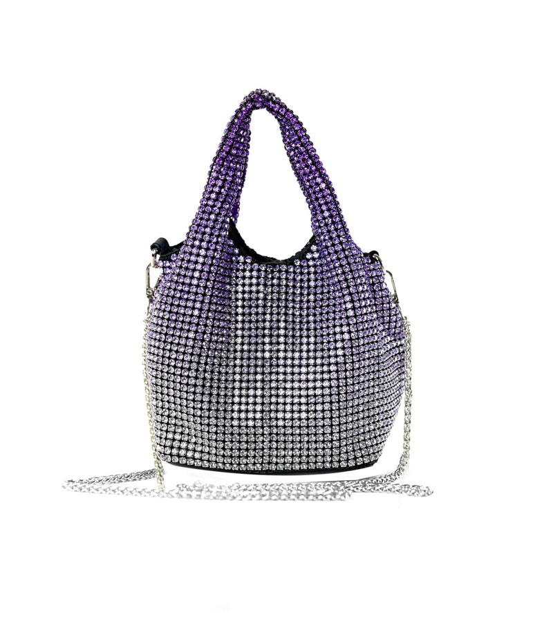 RHINESTONES STYLISH PARTY BAG D/PURPLE