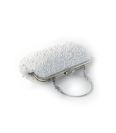 PEARL CLUTCH BAG IN WHITE COL