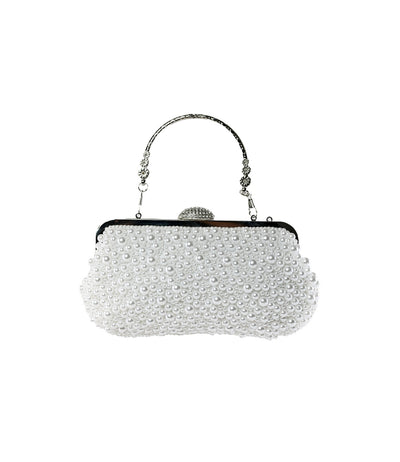 PEARL CLUTCH BAG IN WHITE COL