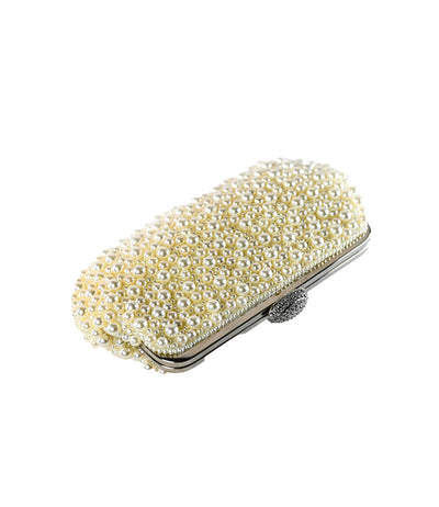 PEARL CLUTCH BAG IN BAIGE COL