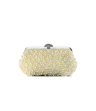 PEARL CLUTCH BAG IN BAIGE COL