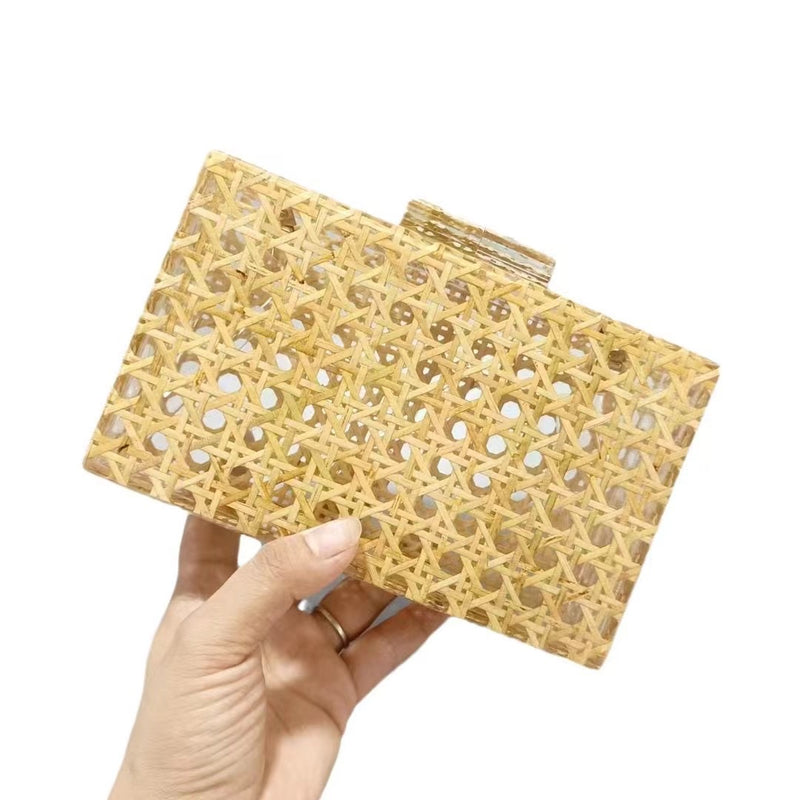 ACRYLIC FASHION CLUTCH EVENING BAG APRICOT COL