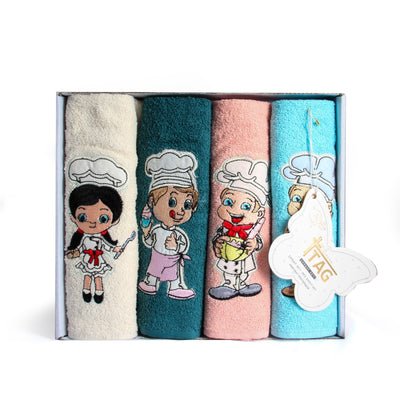 GAZZAZ EMBROIDERY KITCHEN TOWELS BOX 4PCS 41*57 SIZE .