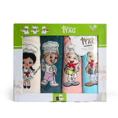 GAZZAZ EMBROIDERY KITCHEN TOWELS BOX 4PCS 41*57 SIZE .